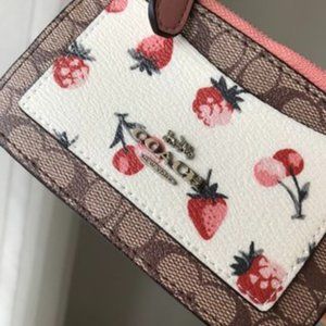 ❀Coach❀ Zip Top Card Case With Fruit Print